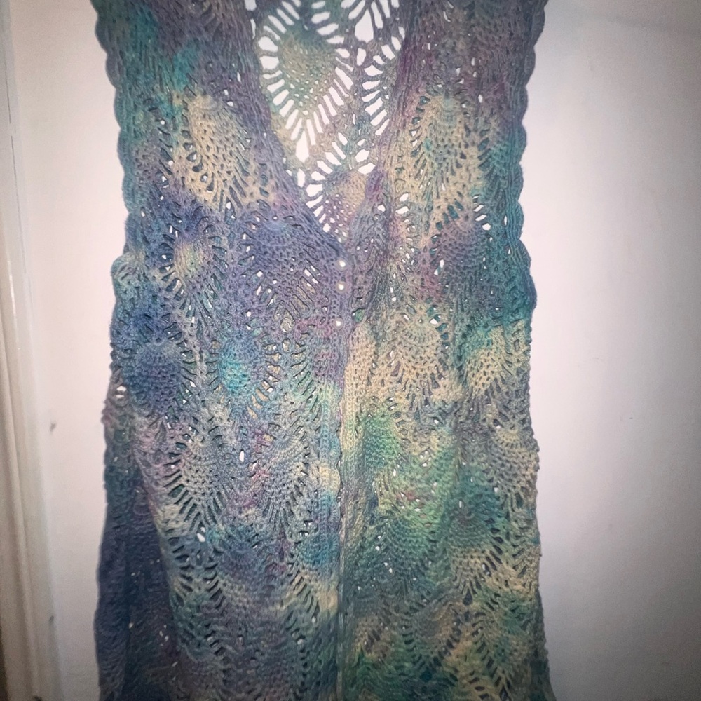 Upcycled Vintage long Crochet Vest
